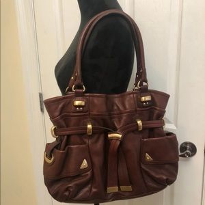 B. Makowsky Brown Eden Shopper Leather Shoulder Bag EUC
